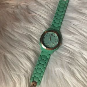 Teal and Gold Wristwatch